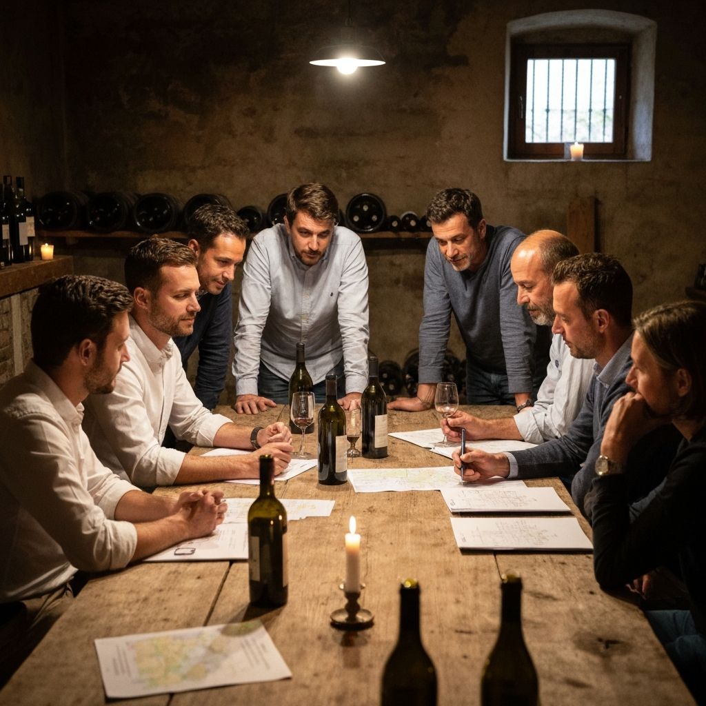 Wine professionals collaborating on strategy